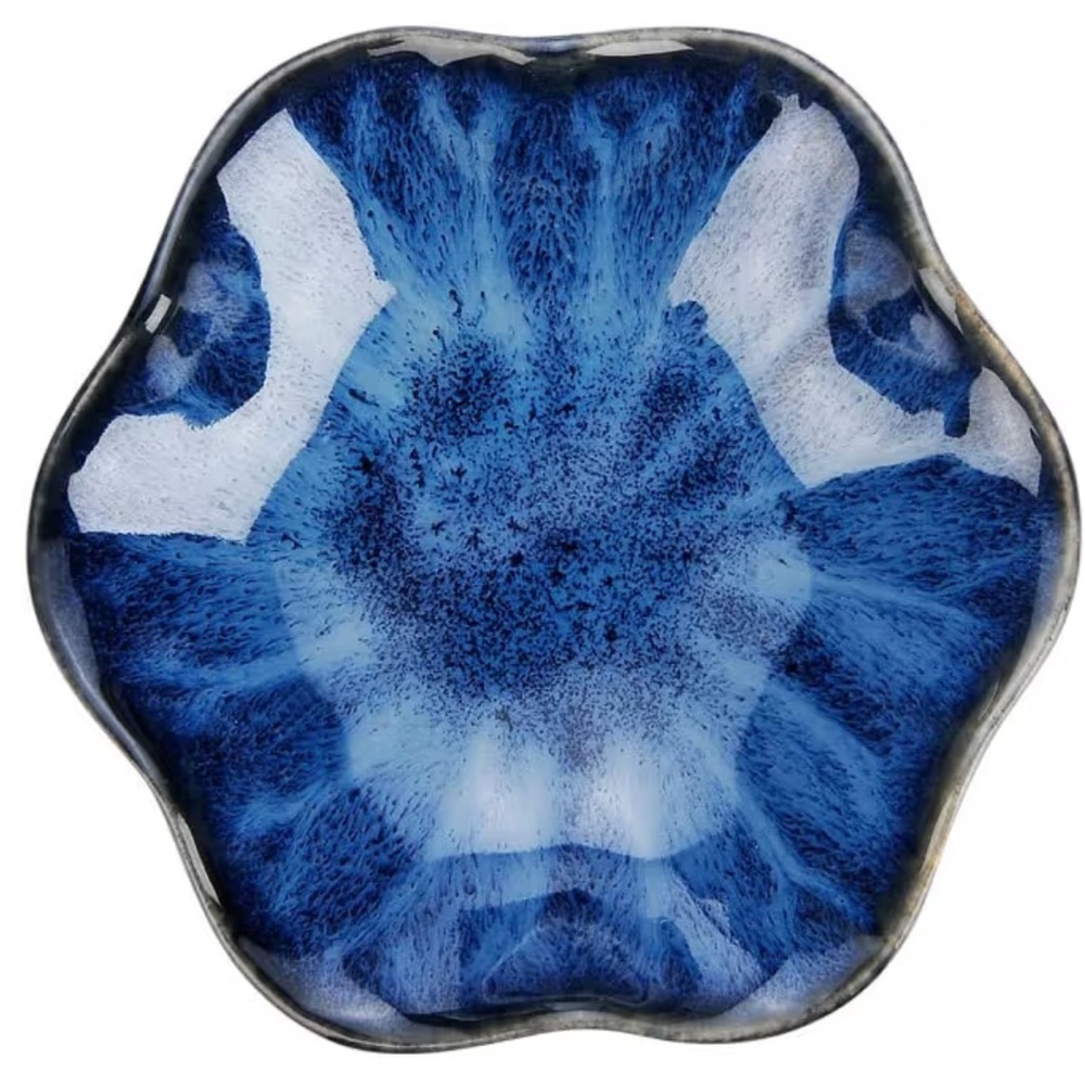 Ceramic lotus leaf Jewlery tray key dish Blue decorative Artistic plate